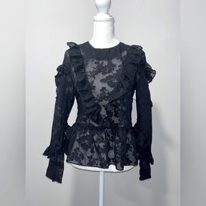 H&M Sheer Long Sleeve Blouse For Women. Size 4.